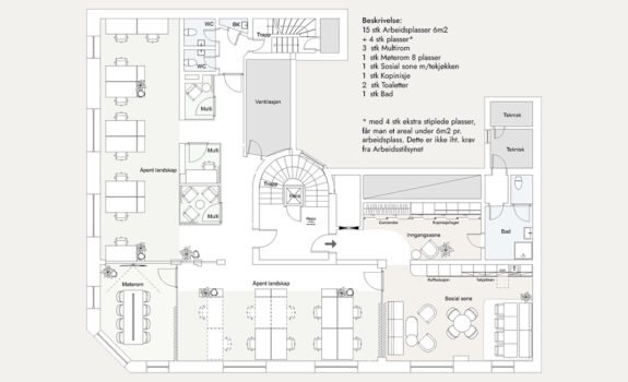 Plantegning kontor Tordenskiolds gate 7