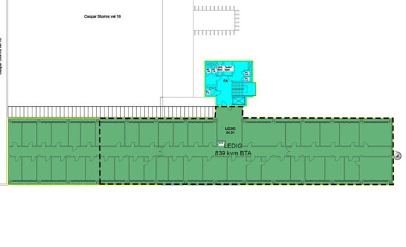 Plantegning kontor Ole Deviks vei 35